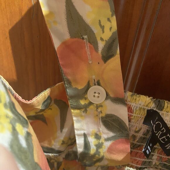 J. Crew Square-neck Midi Dress 100% Cotton Poplin Sundress Peach Pattern Size 6P - Picture 8 of 15